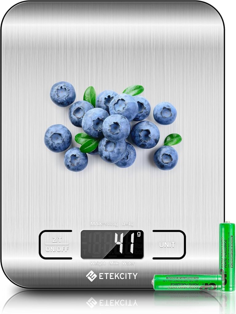 Etekcity stainless kitchen scale — Stainless-steel platform / 11 lb