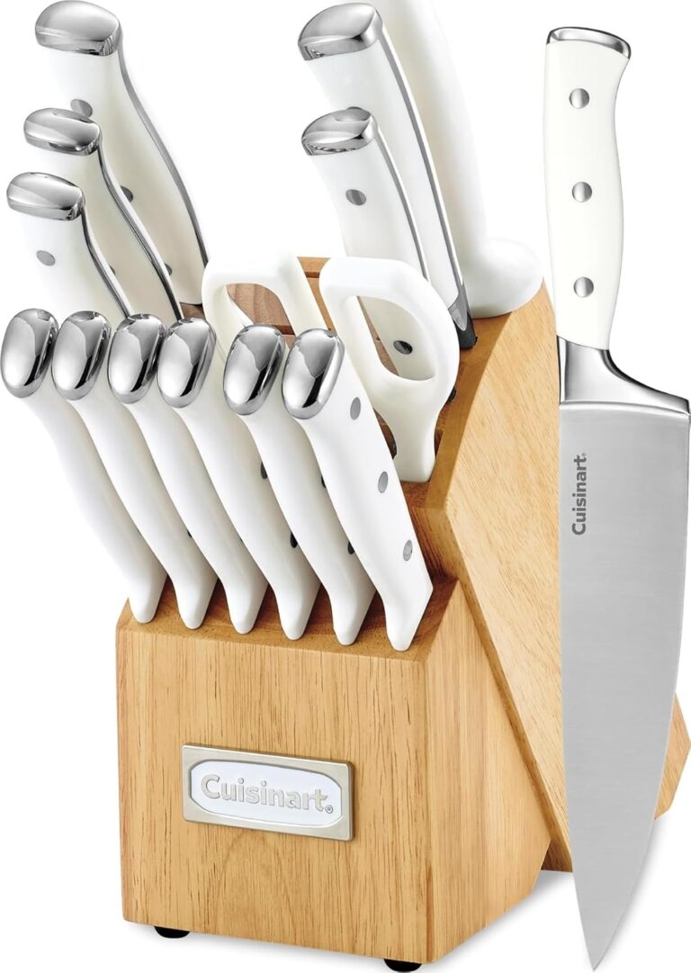 Cuisinart C77WTR-15P knife block — White handles / 15-piece block set