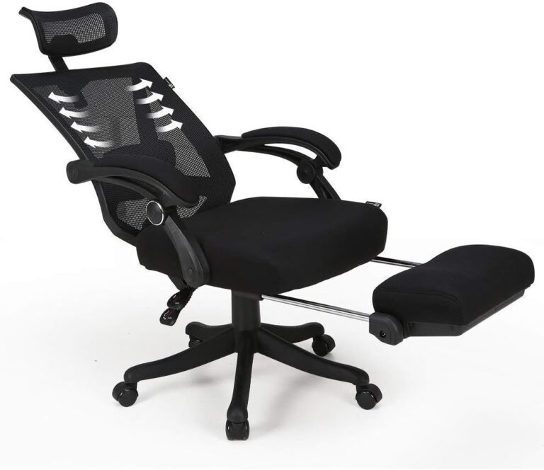 Hbada reclining mesh chair — Black / high back / footrest