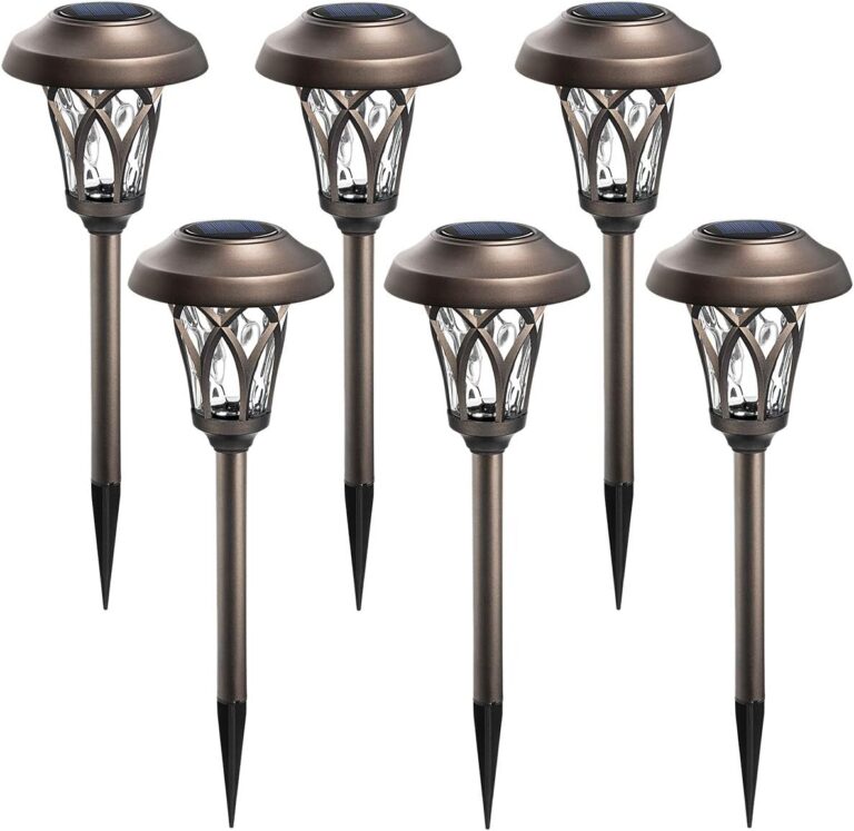GIGALUMI six-pack solar pathway lights — Six lights / brown finish