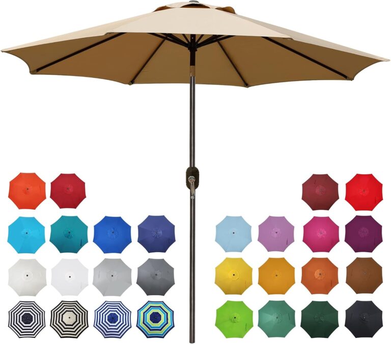 Blissun nine-foot patio umbrella — Tan / 9 ft / center pole