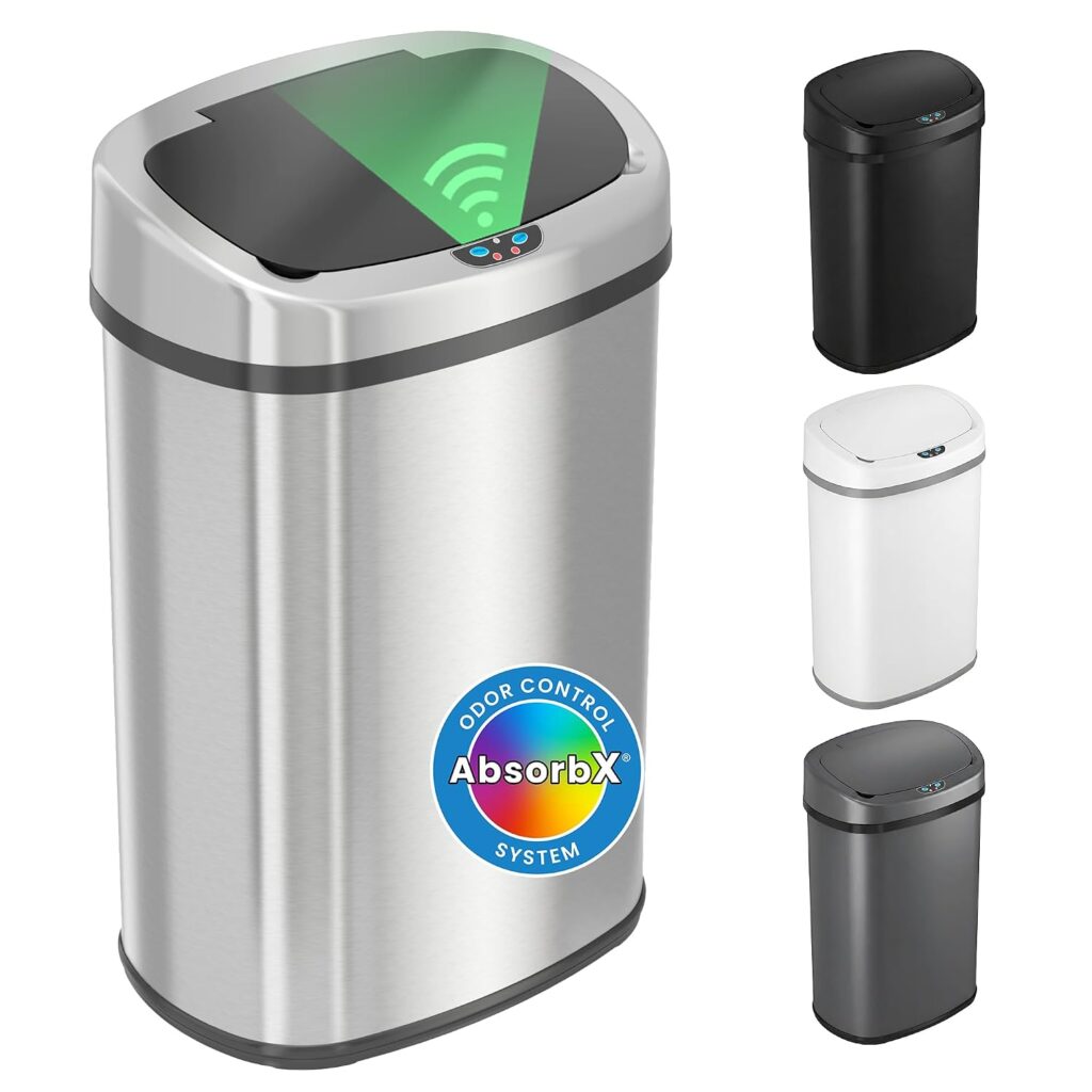 Cubo con sensor iTouchless de 13 galones — Acero inoxidable / ovalado / 13 galones