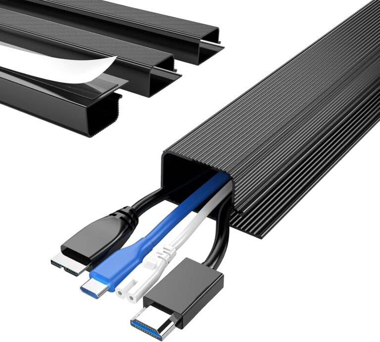 Delamu J-channel cable raceways — Black / four sections / 62.8 in total