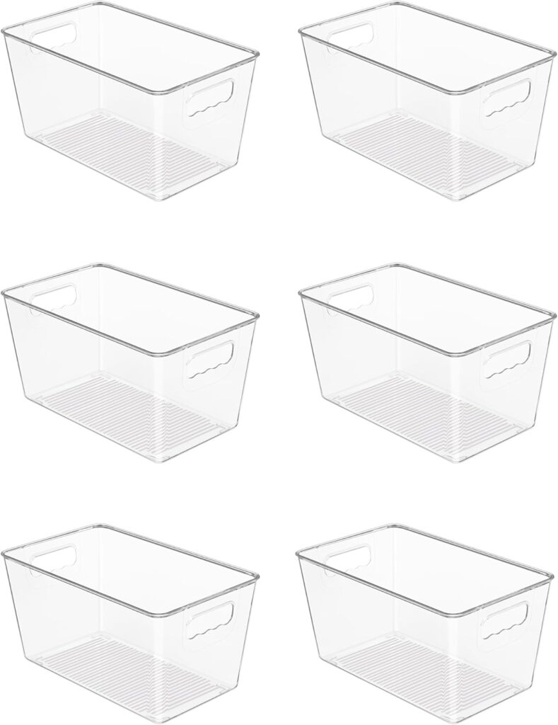 Vtopmart six medium storage bins — Clear / six medium bins / 10 × 6 × 5 in