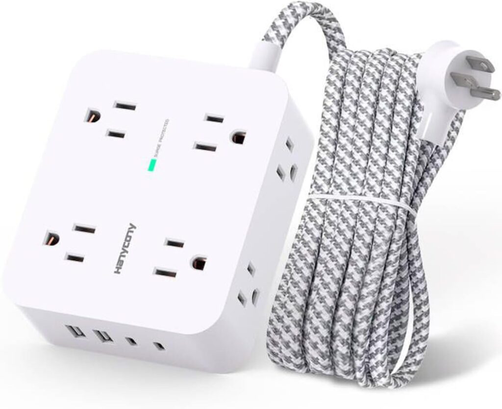 Regleta HANYCONY. Regleta blanca y cable trenzado.