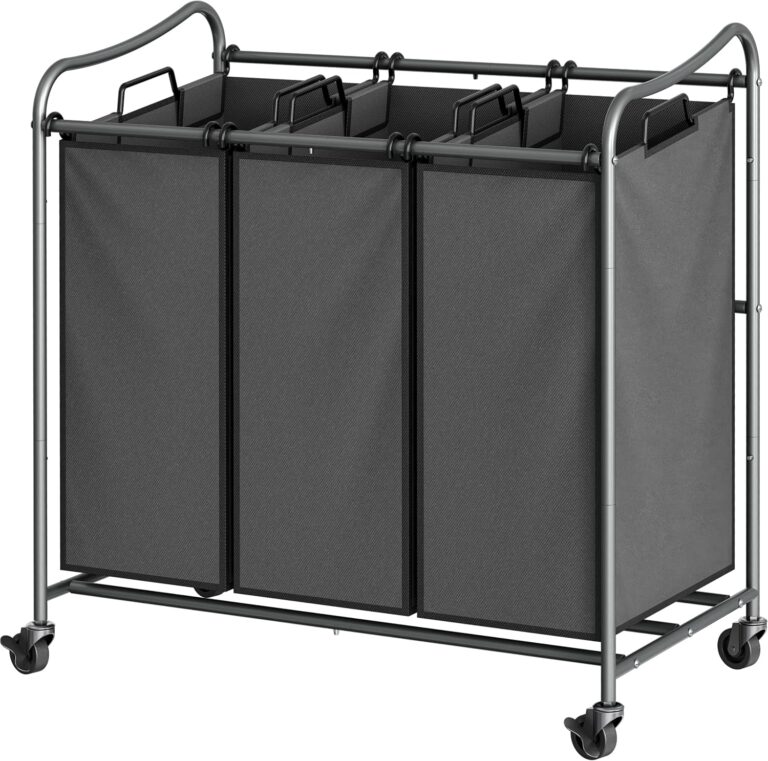 Simple Houseware three-bag laundry sorter — Dark grey / three bags / rolling frame