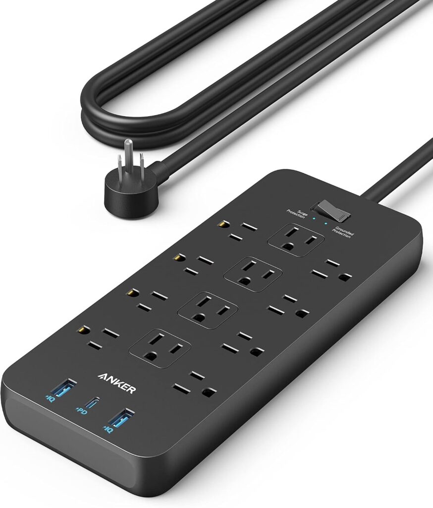 Regleta Anker 351. Regleta negra y cable.