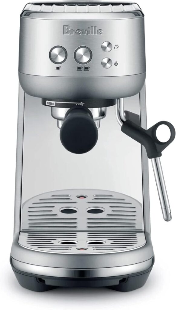 Breville Bambino. Brushed stainless steel espresso machine.
