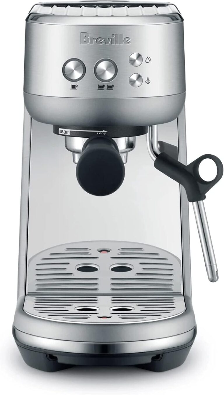 Breville Bambino. Brushed stainless steel espresso machine.