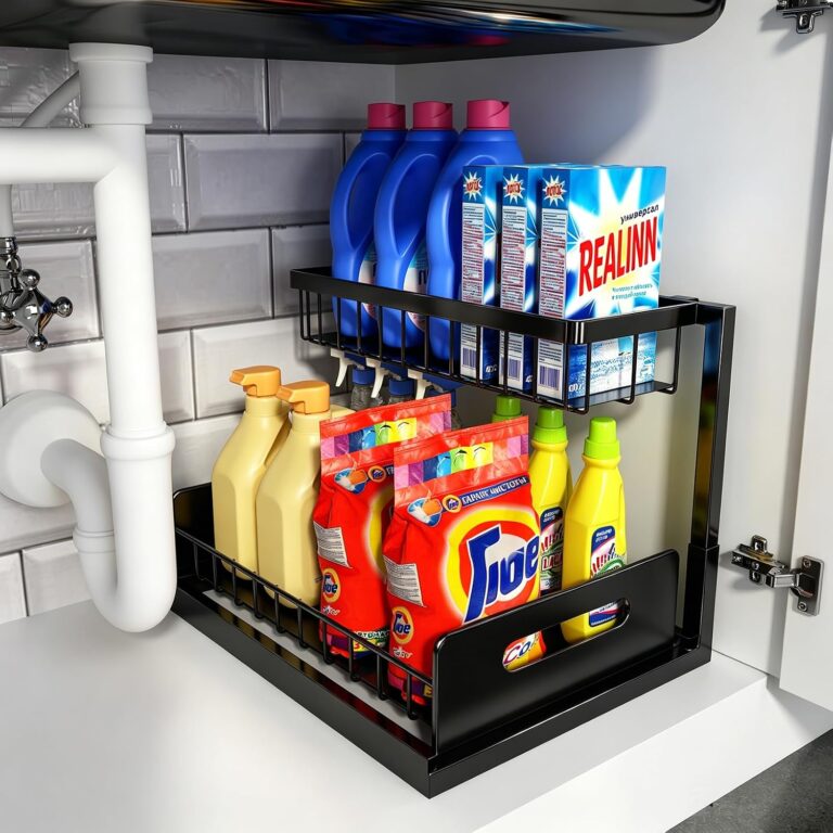 REALINN L-shaped under-sink organizer — Black / one L-shaped organizer