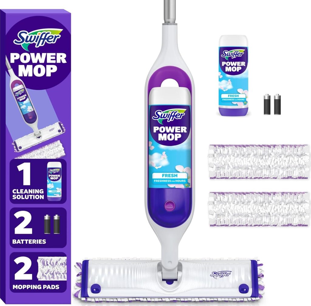 Swiffer PowerMop. PowerMop con almohadillas, solución y pilas.