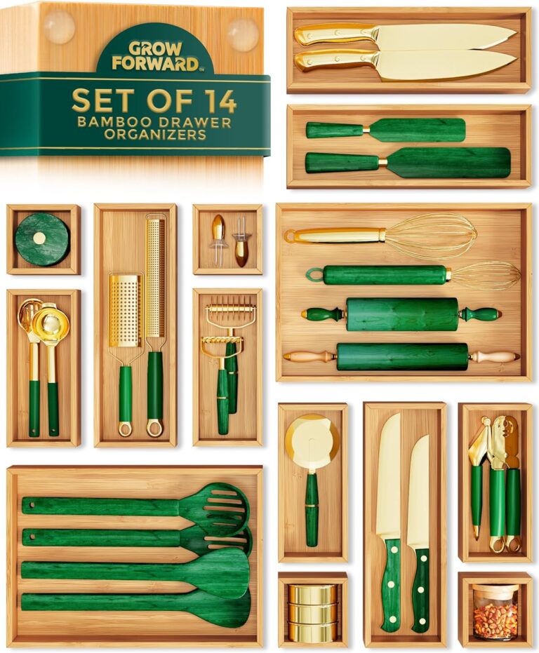 Grow Forward bamboo drawer boxes — Natural bamboo / 14 boxes