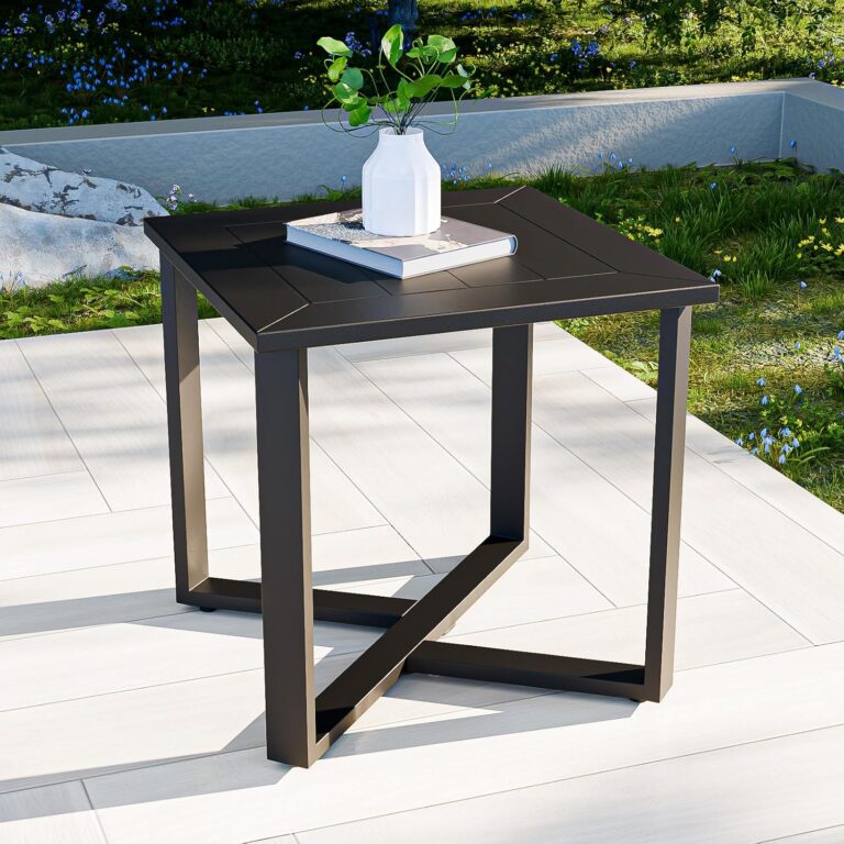 COOS BAY Iron Luxe side table — Black / steel outdoor side table